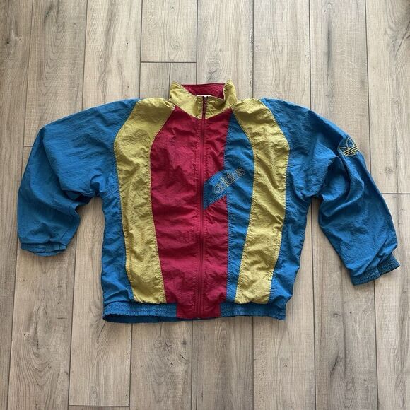 Vintage 90's Adidas Originals Trefoil Track Jacket Mens Large Colorblock Nylon
